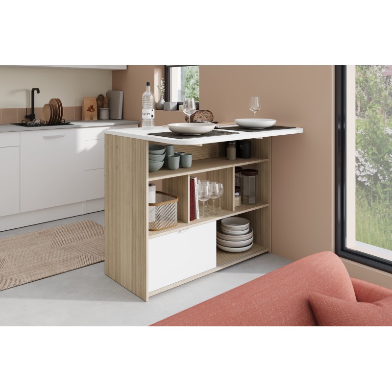 Isla de Cocina Bahama - Roble y Blanco