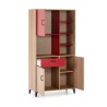 Alacena Debra - Color Madera y Rojo