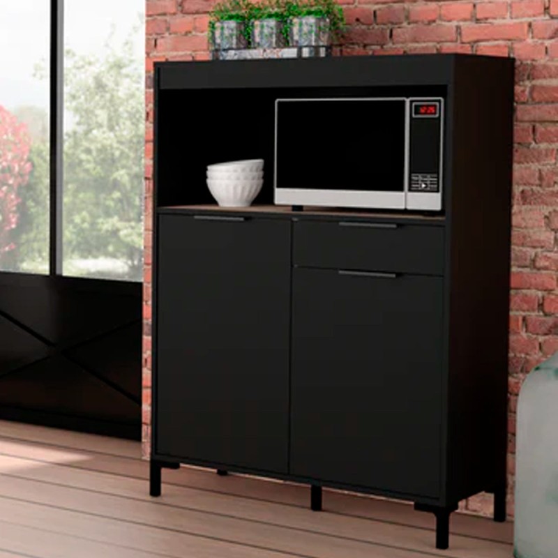 Alacena Tyrion - Negro y Color Madera