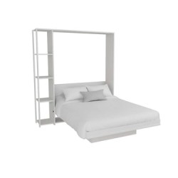 Cama abatible matrimonial con librero Flow - Blanco
