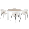 Mesa Aspen Roble y Blanco con 4 Sillas Suanna Beige