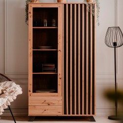 Vitrina Sumatra - Roble y Gris Oscuro