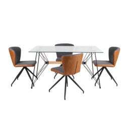 Mesa Macoba con 4 Sillas Vigo Gris / Café