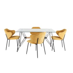 Mesa Macoba con 4 Sillas Suanna Mostaza