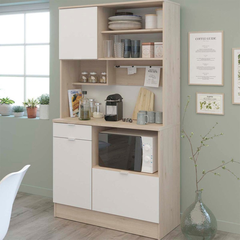 Alacena Timeo - Color Madera y Blanco