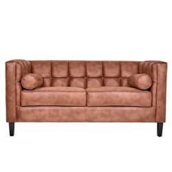 Sofá de 2 plazas piel sintética Tova- Café