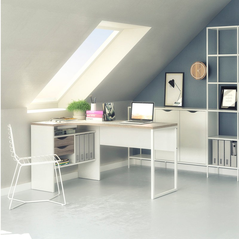 Escritorio Aramis - Color Madera y Blanco